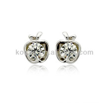 China wholesale cute apple shape silver stud earrings